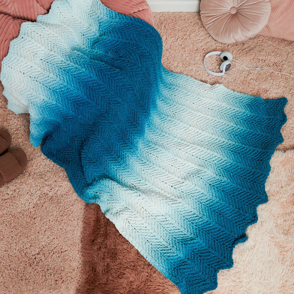 Phasing Slip Stitch Knit Blanket