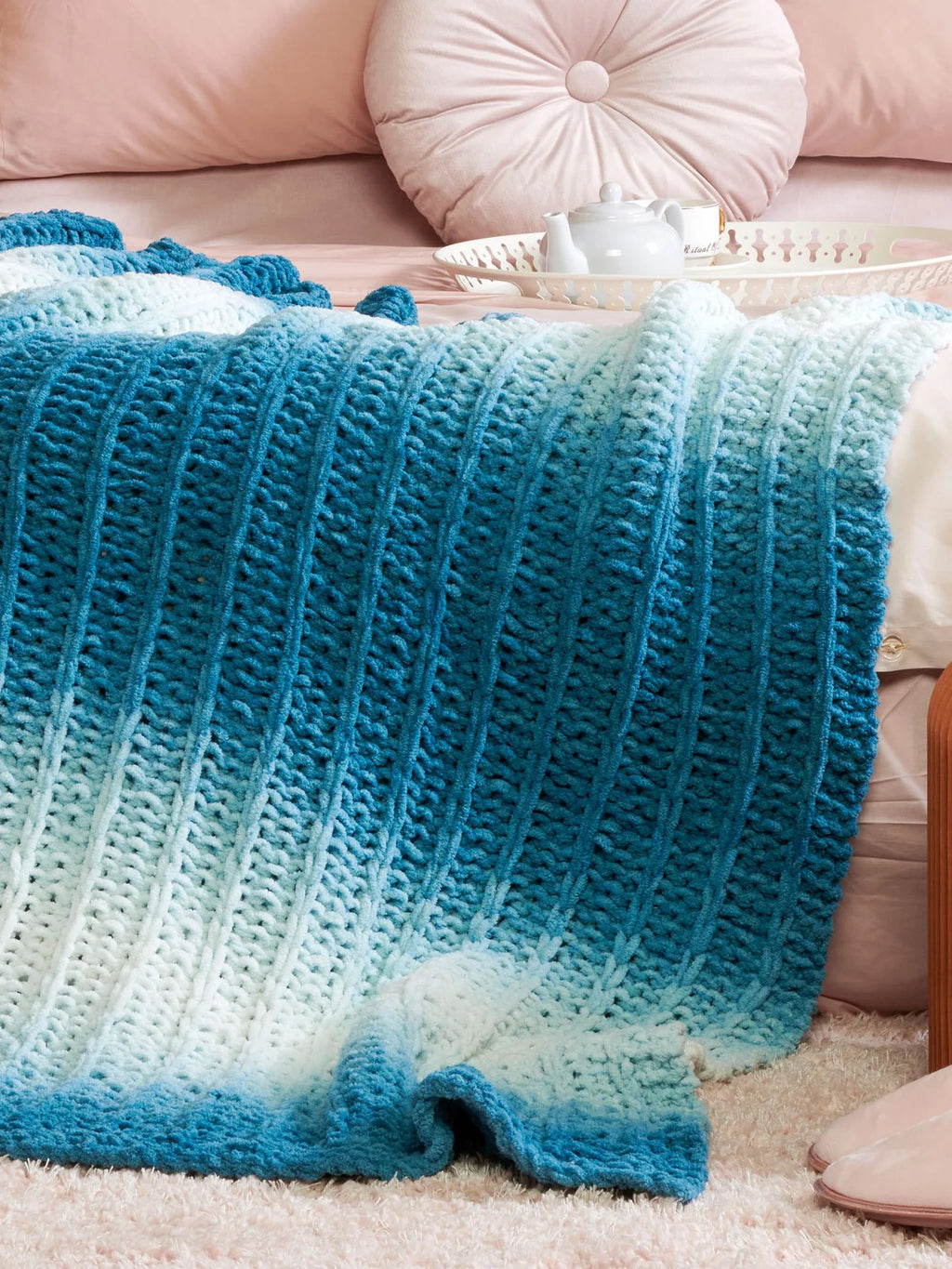 Knit Ripple Blanket for Home