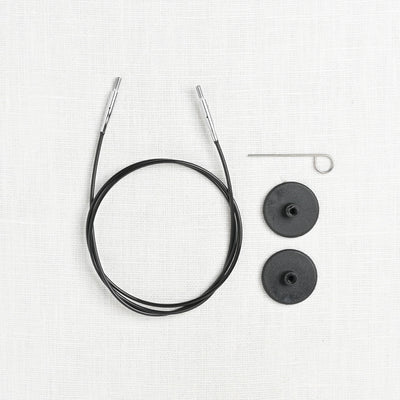 KnitPro (Knitter's Pride) Black Fixed Nylon Interchangeable Cord with Silver Accents