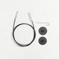 KnitPro (Knitter's Pride) Black Fixed Nylon Interchangeable Cord with Silver Accents