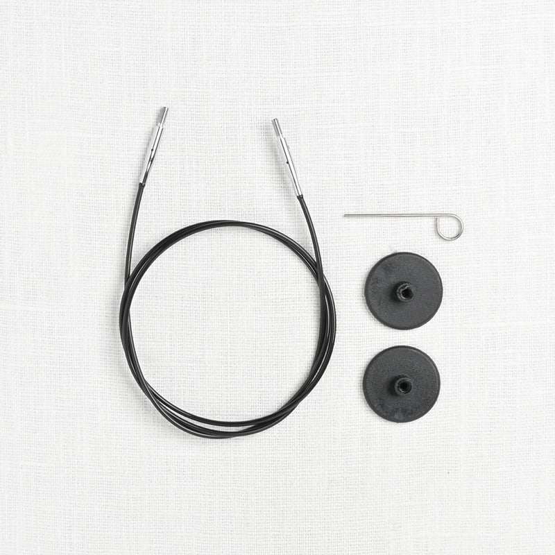 KnitPro (Knitter's Pride) Black Fixed Nylon Interchangeable Cord with Silver Accents