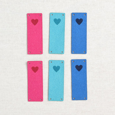 Katrinkles Faux Suede Foldover Heart Tags, Brights, 6 ct.