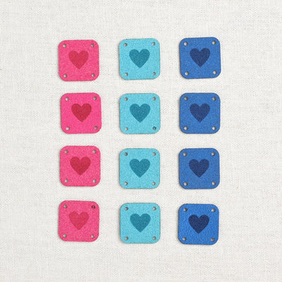 Katrinkles Faux Suede Square Heart Tags, Brights, 12 ct.