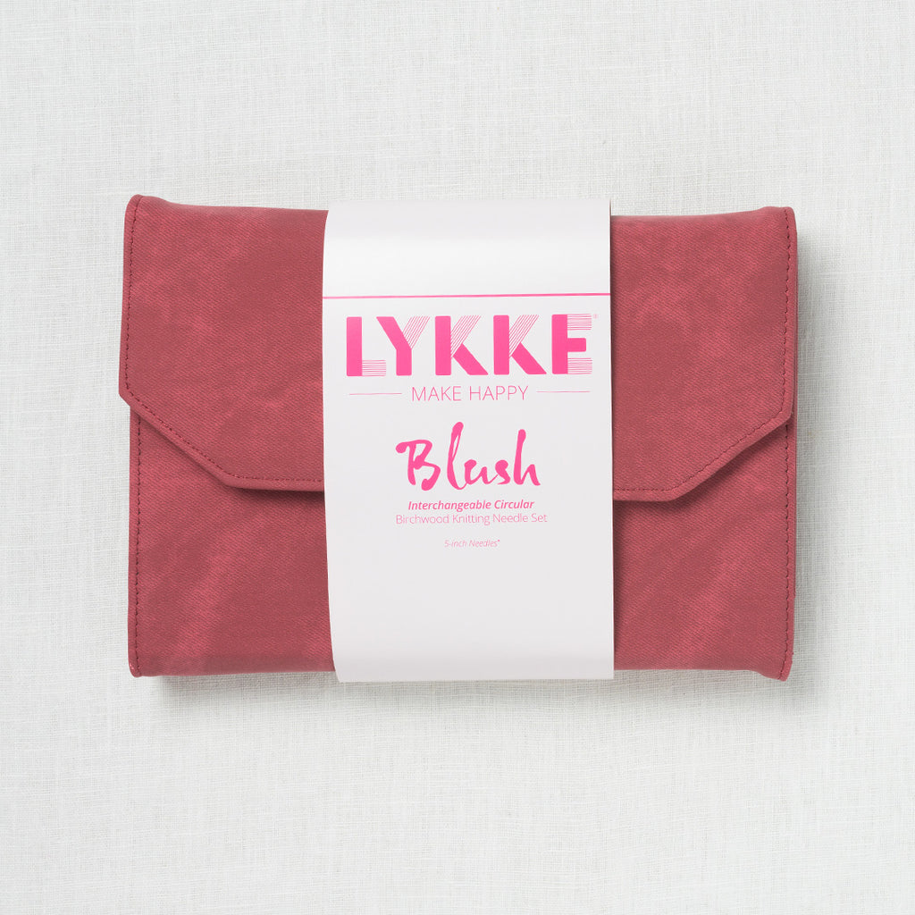 Lykke Blush 5" Interchangeable Circular Needle Set, Crimson Denim Case
