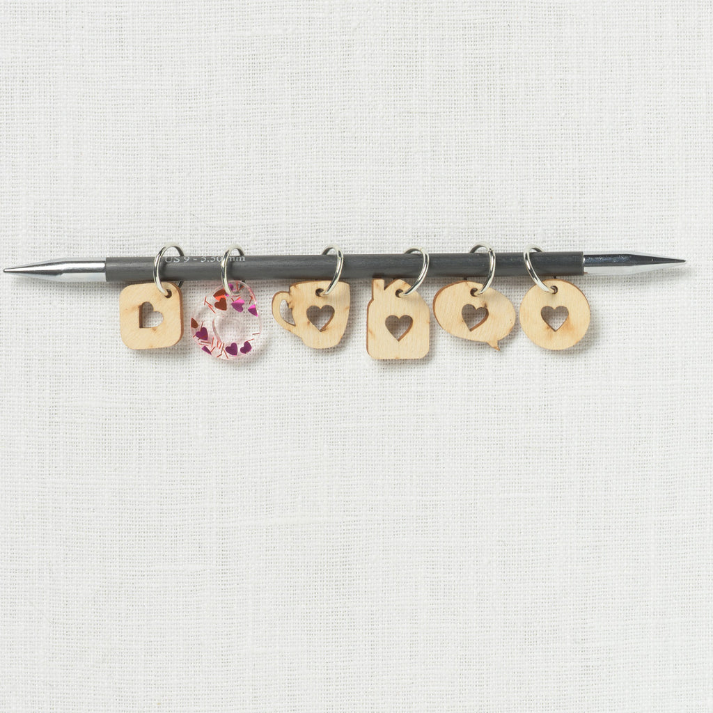 Katrinkles Valentine's Day Wood Heart Cutout Stitch Marker Set