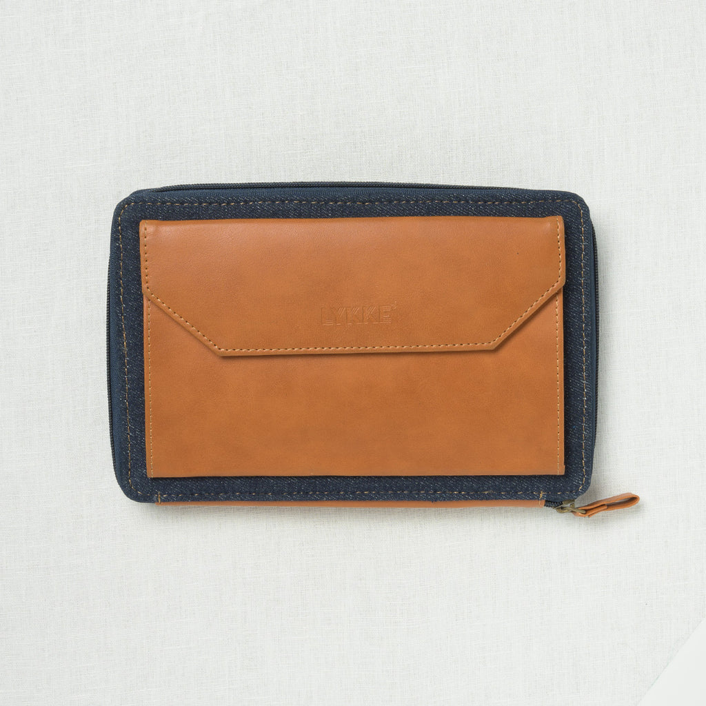 Lykke Oxford 5" Zipper Needle Case Denim with Camel Accent