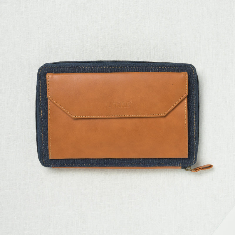 Lykke Oxford 5" Zipper Needle Case Denim with Camel Accent