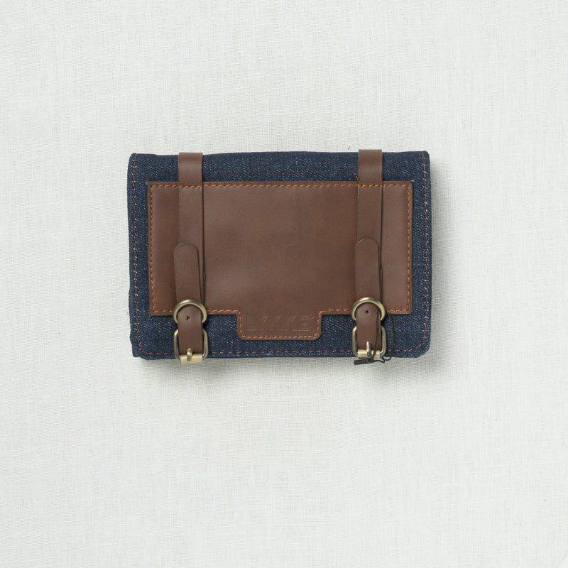 Lykke Taylor 5" Belt Closure Needle Case Denim with Chocolate Accent
