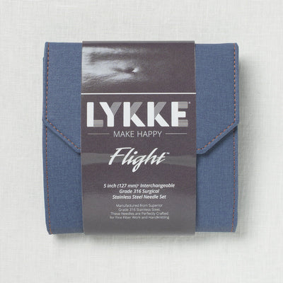 Lykke Flight 5" Deluxe Interchangeable Needle Set, US 3-10.5, Denim