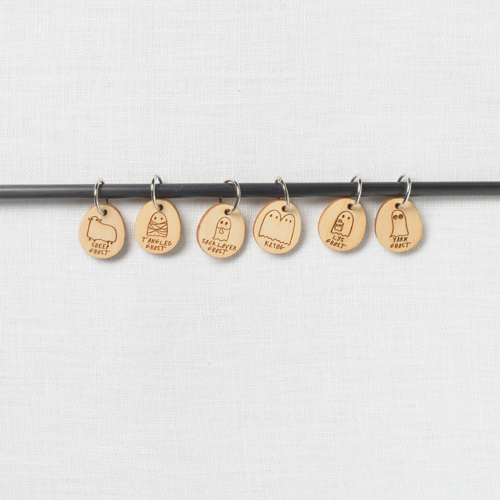 Katrinkles Wood Yarn Ghosts Stitch Marker Set