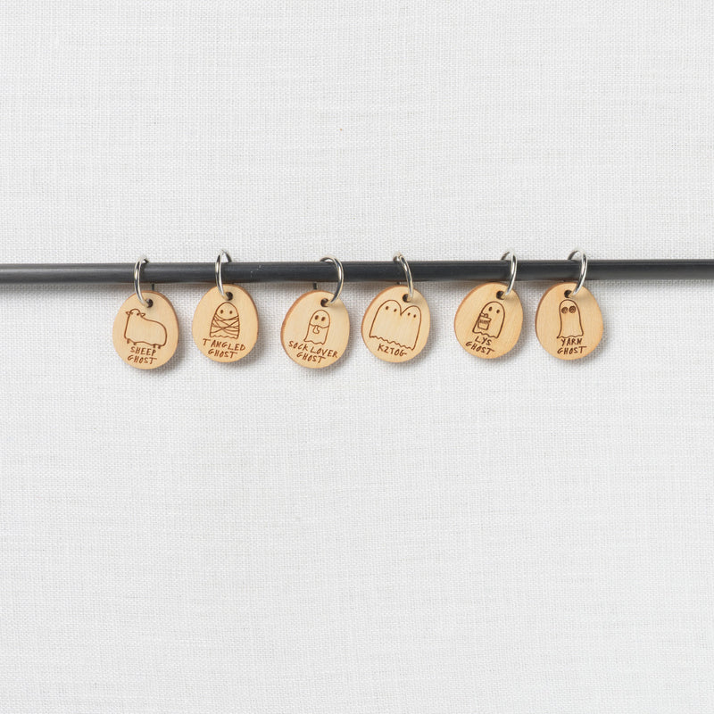 Katrinkles Wood Yarn Ghosts Stitch Marker Set