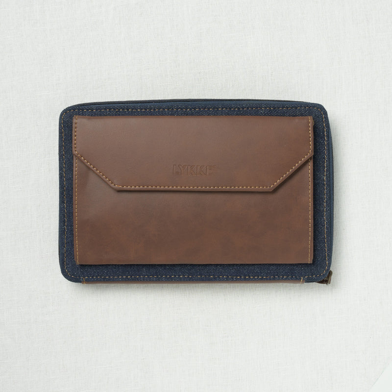 Lykke Oxford 5" Zipper Needle Case Denim with Chocolate Accent