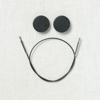 KnitPro (Knitter's Pride) Black Fixed Stainless Steel Interchangeable Cable with Silver Accents