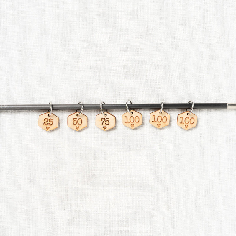 Katrinkles Wood Cast-on Counting Ring Stitch Markers
