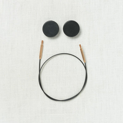KnitPro (Knitter's Pride) Black Swivel Stainless Steel Interchangeable Cable with Gold Accents