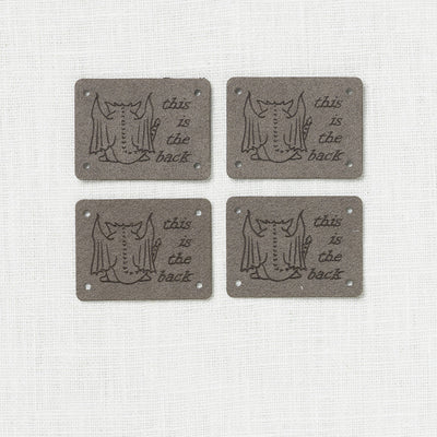 Katrinkles Faux Suede "This is the Back" Gargoyle Garment Tags, 4 ct.