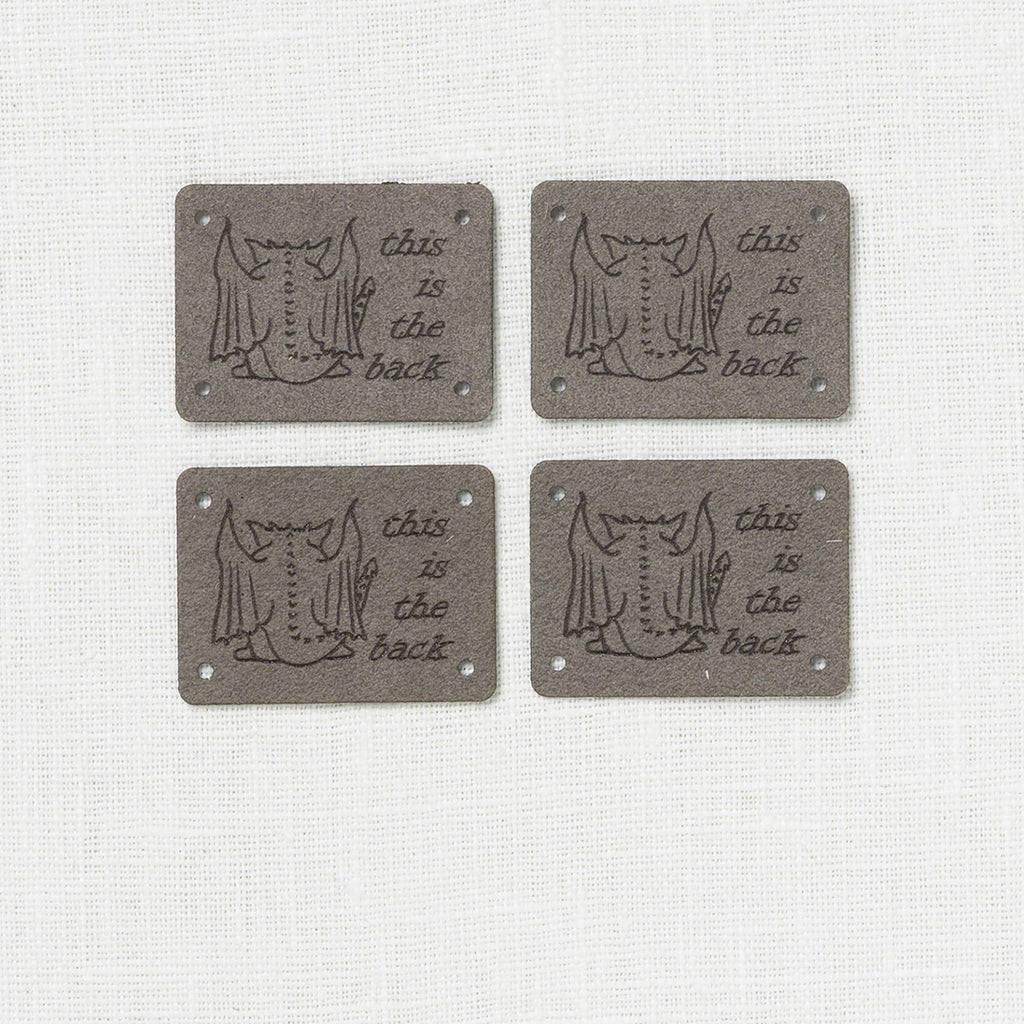 Katrinkles Faux Suede "This is the Back" Gargoyle Garment Tags, 4 ct.