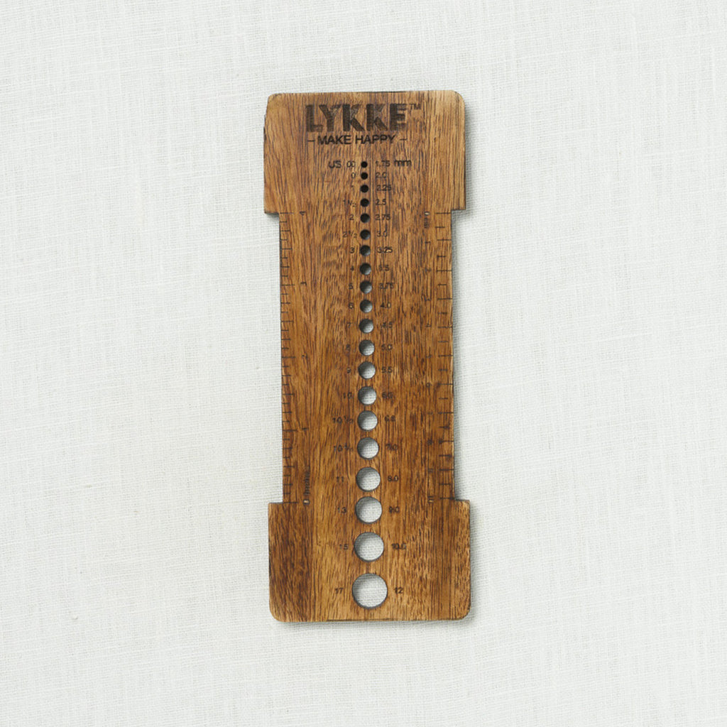 Lykke Burnt Mango Wood Needle Sizer & Gauge Tool