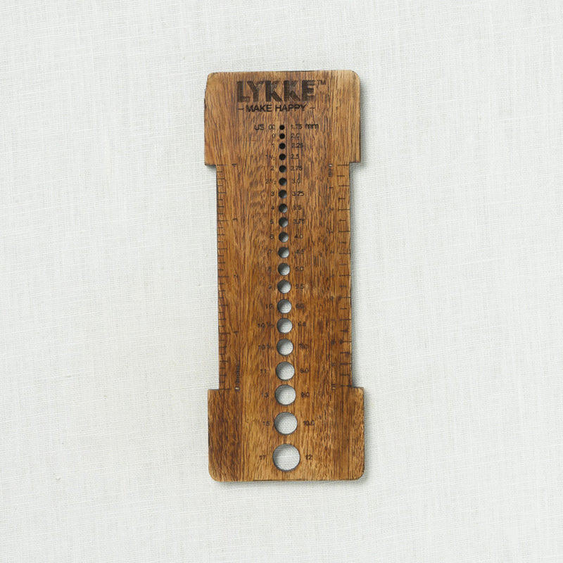 Lykke Burnt Mango Wood Needle Sizer & Gauge Tool