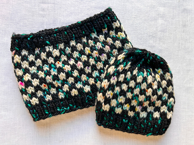 Check Check Hats + Cowl by Sarah E. Chapman