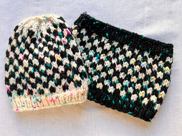 Check Check Hats + Cowl by Sarah E. Chapman