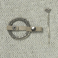 JUL Designs Fleur di Lis Shawl Cuff & Pin, Pewter w/ White Brass Hardware
