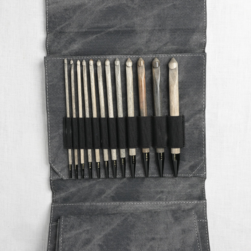 Lykke Driftwood 6" Interchangeable Crochet Hook Set, Grey Denim Case