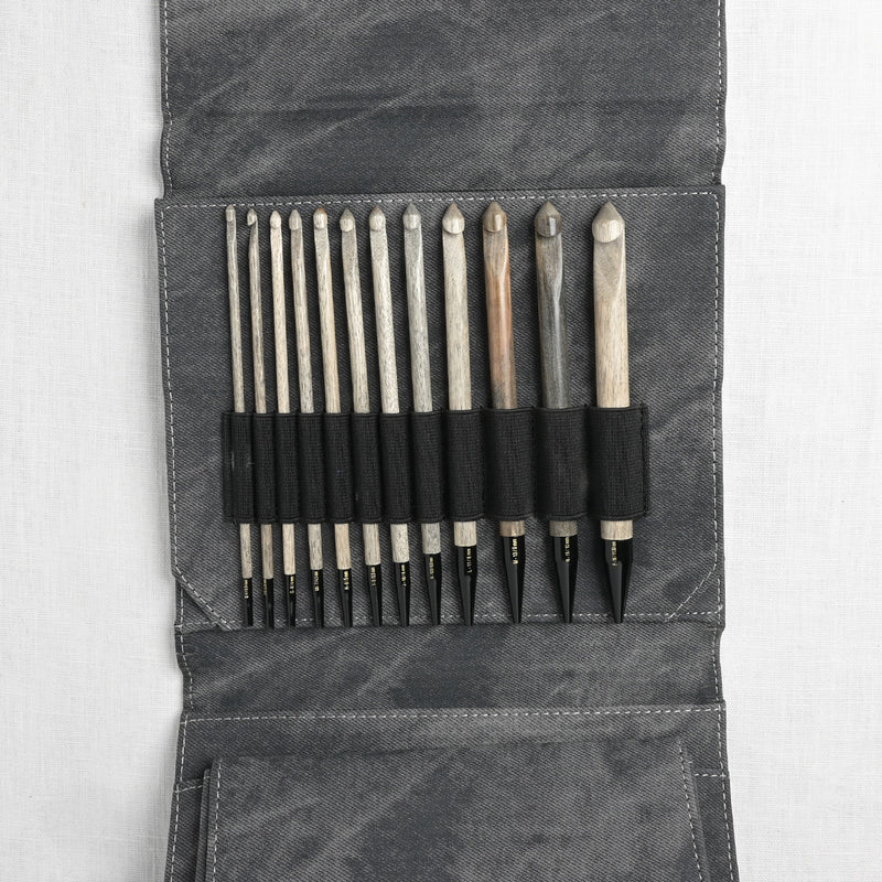 Lykke Driftwood 6" Interchangeable Crochet Hook Set, Grey Denim Case