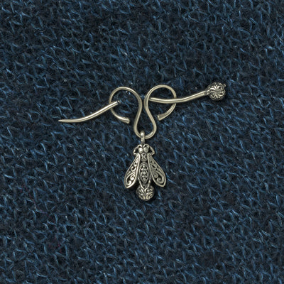 JUL Designs Honeybee Charm Lock Shawl Pin, White Brass