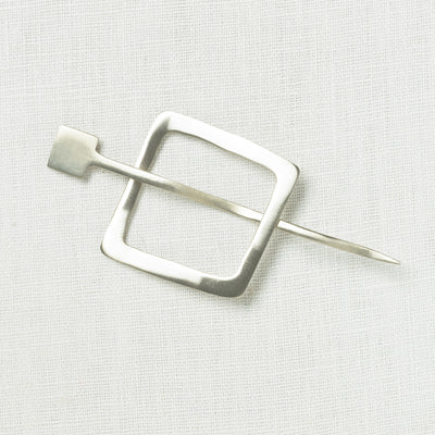 JUL Designs Midcentury Modern Square Shawl Pin, White Brass