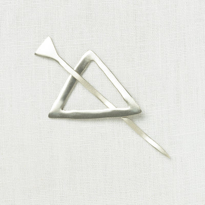 JUL Designs Midcentury Modern Triangle Shawl Pin, White Brass