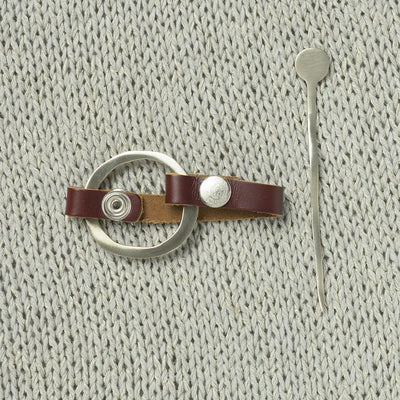 JUL Designs Midcentury Modern Circle Shawl Cuff & Pin, Espresso w/ White Brass Hardware