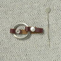 JUL Designs Midcentury Modern Circle Shawl Cuff & Pin, Espresso w/ White Brass Hardware