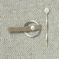 JUL Designs Midcentury Modern Circle Shawl Cuff & Pin, Pewter w/ White Brass Hardware