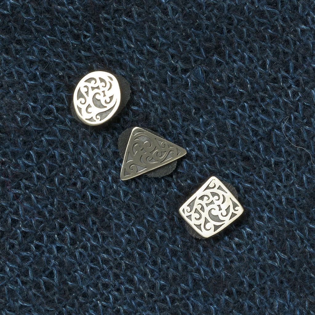 Stud Button JUL Designs Modern Ornate Stud Buttons Set of 3, White Brass – Wool and ...