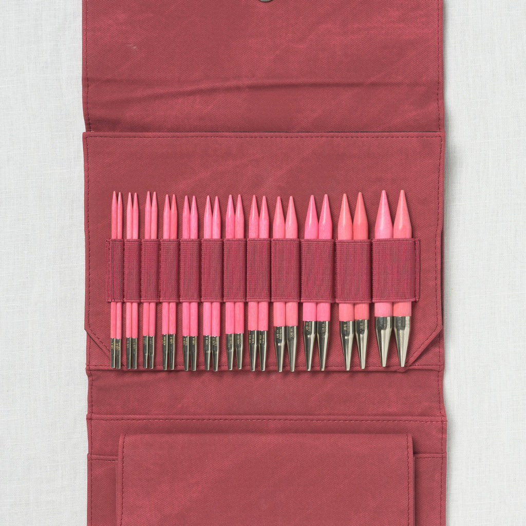 Lykke Blush 5" Interchangeable Circular Needle Set, Crimson Denim Case