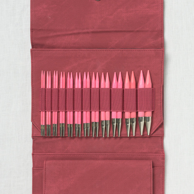 Lykke Blush 5" Interchangeable Circular Needle Set, Crimson Denim Case