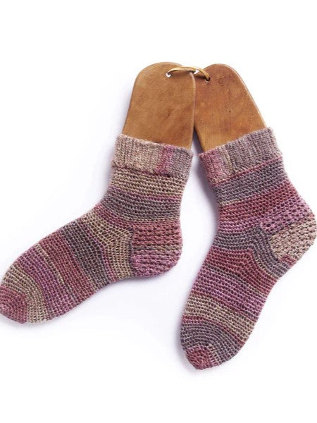 Slip Stitch Cuff Crochet Socks by Katherine Poole-Fournier