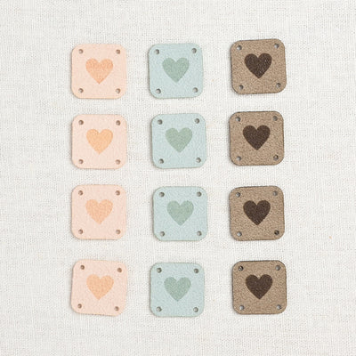 Katrinkles Faux Suede Square Heart Tags, Pastels, 12 ct.