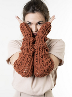 Lacy Fingerless Gloves by Lion Brand Yarn