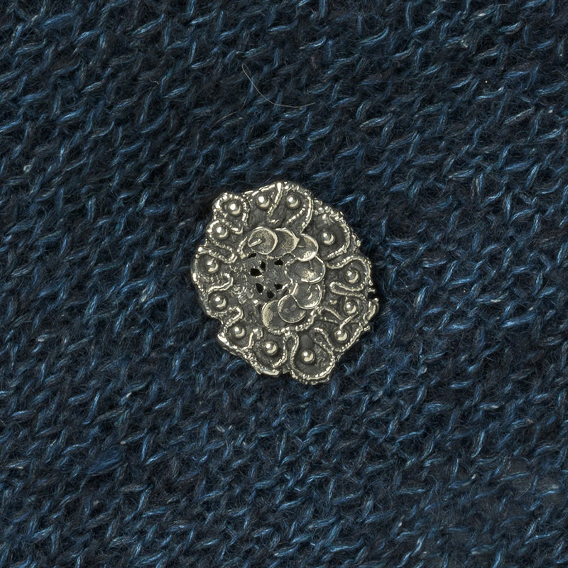 JUL Designs Sequined Lace Stud Button, White Brass