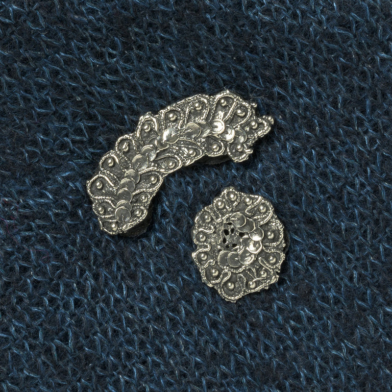 JUL Designs Sequined Lace Stud Ensemble, White Brass