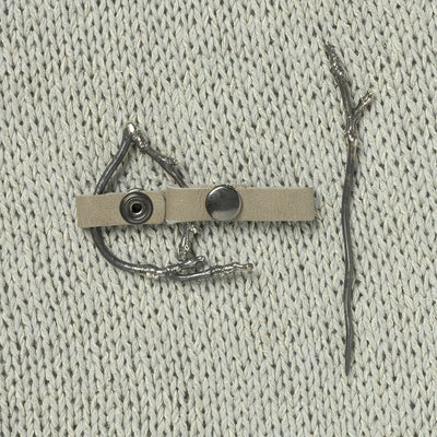 JUL Designs Twig Lace Shawl Cuff & Pin, Pewter w/ White Brass Hardware