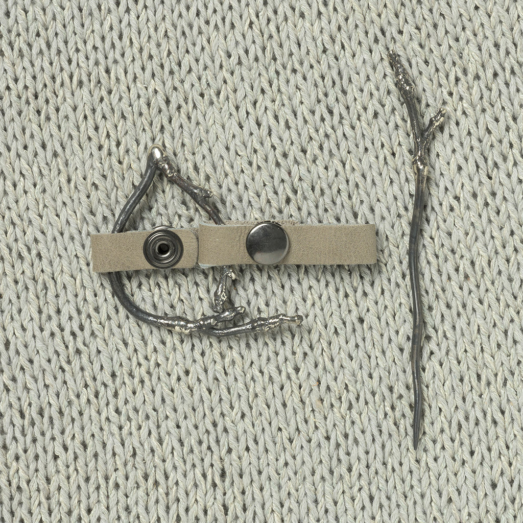 JUL Designs Twig Lace Shawl Cuff & Pin, Pewter w/ White Brass Hardware