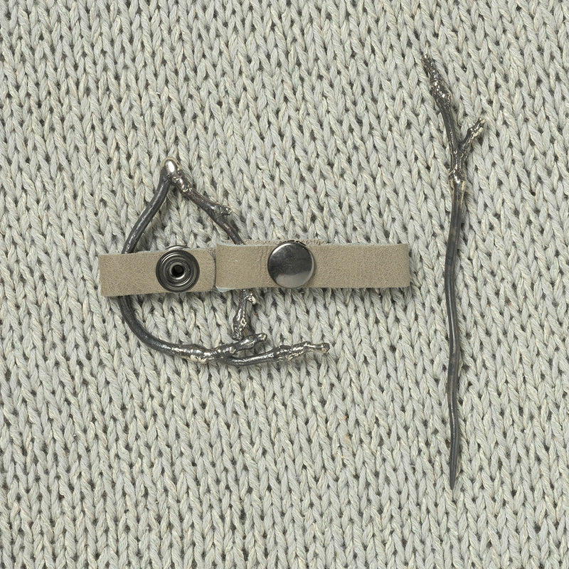 JUL Designs Twig Lace Shawl Cuff & Pin, Pewter w/ White Brass Hardware