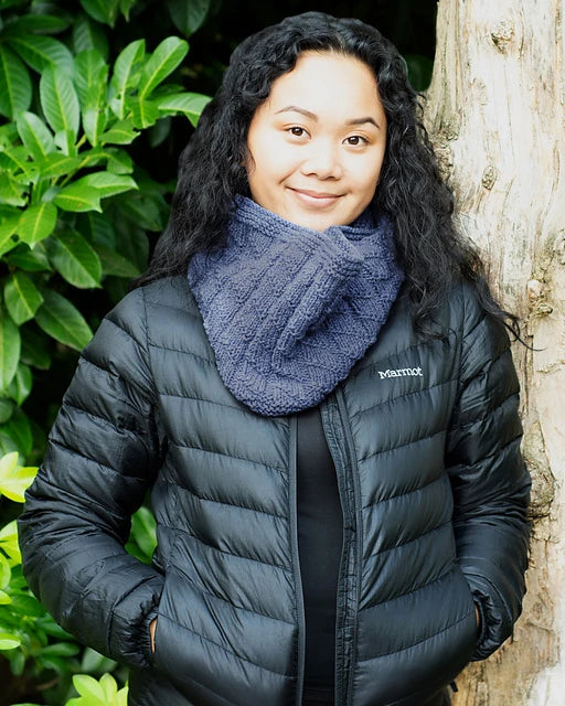 Wide Rib With Spiral Cowl by Linda Medina