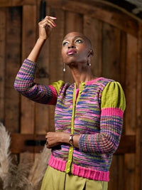 Beverley Cardigan with Puff Sleeves by Zandra Rhodes