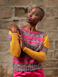 Bridie Striped Jumper with Long Puffed Sleeves by Zandra Rhodes