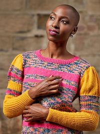 Bridie Striped Jumper with Long Puffed Sleeves by Zandra Rhodes