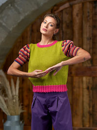 Kitty Striped Jumper with Short Puff Sleeves by Zandra Rhodes